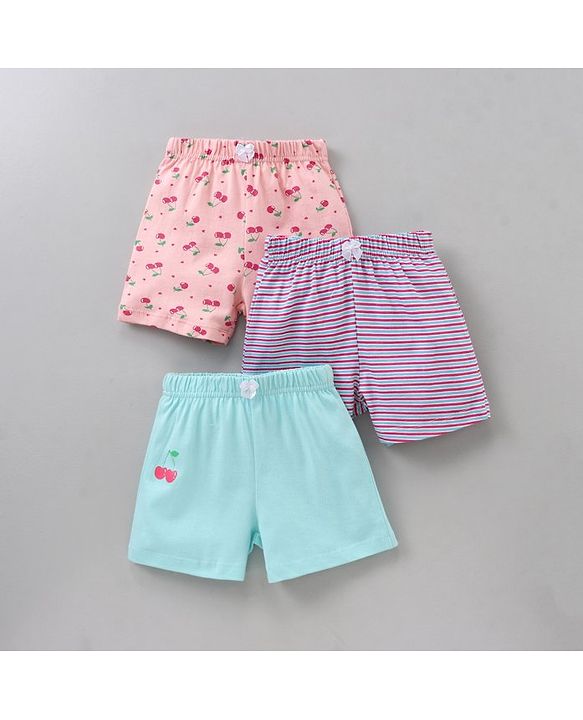 Babyhug Cotton Shorts Multi Print Pack Of 3 - Multicolor