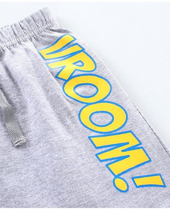 Babyhug Knit Shorts Vehicles & Text Print Pack of 2 - Blue Grey