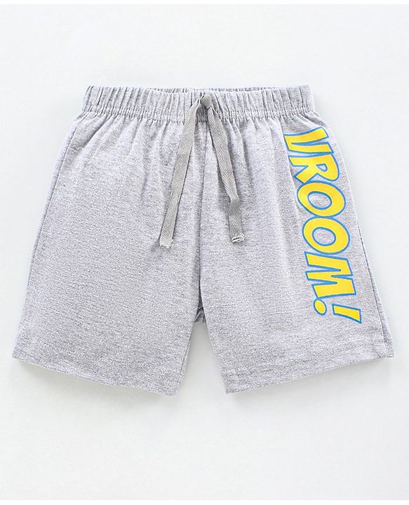 Babyhug Knit Shorts Vehicles & Text Print Pack of 2 - Blue Grey