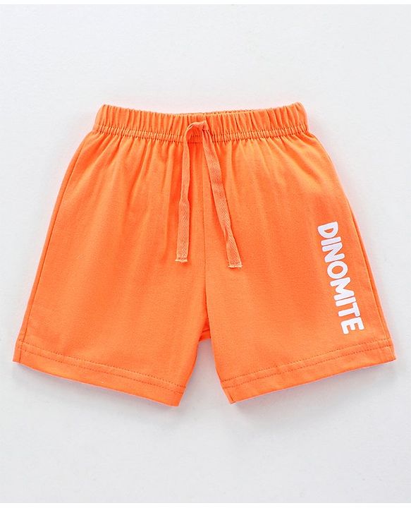 Babyhug Knit Shorts Dino & Text Print Pack of 2 - Sky Blue Coral