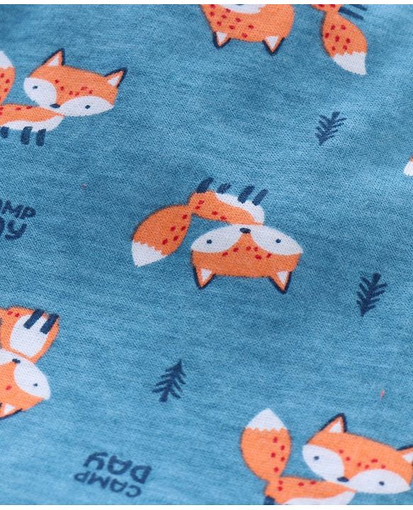 Babyhug Knit Shorts Fox Print Pack of 2 - Blue Orange