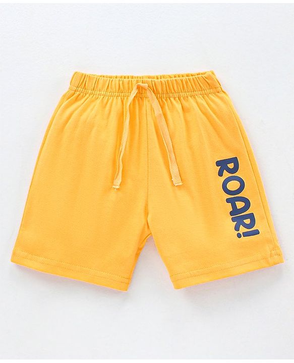 Babyhug Knit Shorts Tiger & Roar Print Pack of 2 - Olive Yellow