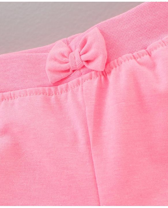 Babyhug Cotton Knit Short Length Short Text Print - Pink