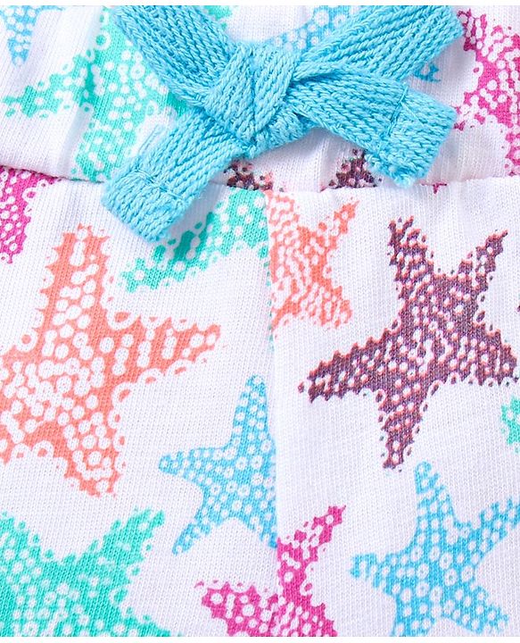 Babyhug Cotton Shorts Starfish Print - White