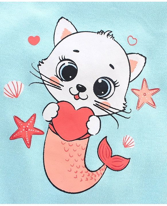 Babyhug 100% Cotton Knit Cap Sleeves Romper Sea Theme Print Pack of 3 - Multicolour