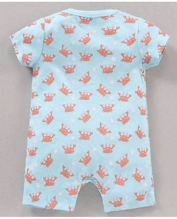 Babyhug 100% Cotton Half Sleeves Romper Marine Animals Print Pack of 3 - Multicolor
