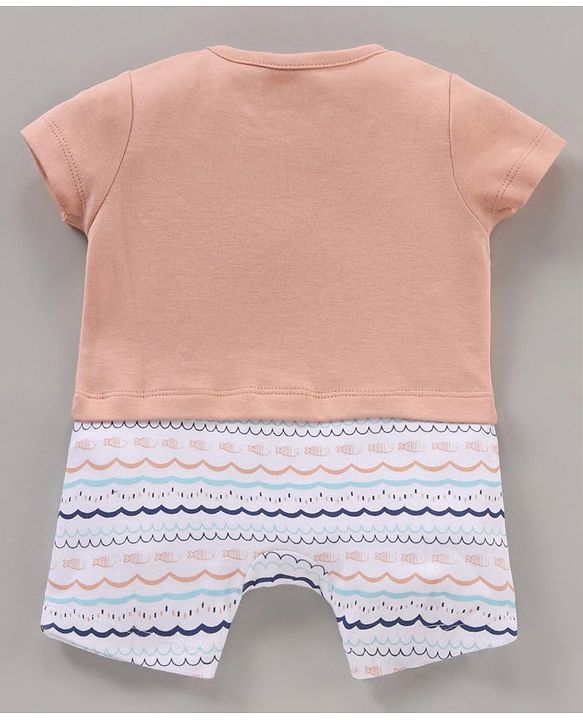 Babyhug 100% Cotton Half Sleeves Romper Marine Animals Print Pack of 3 - Multicolor