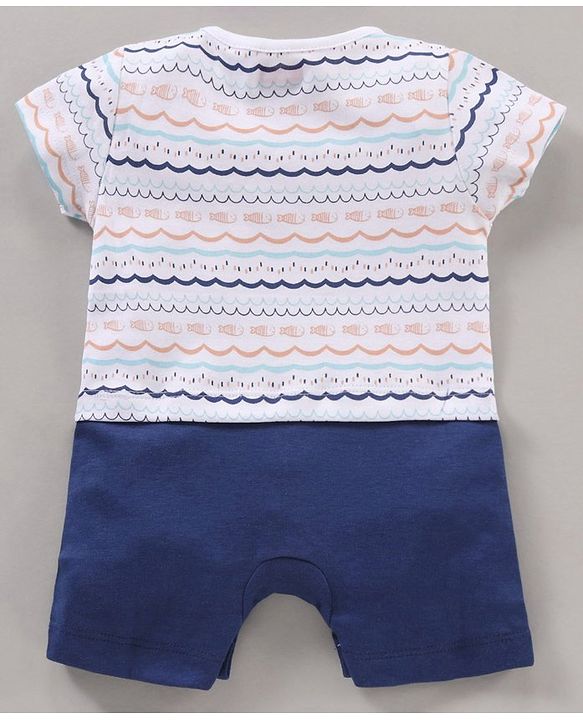 Babyhug 100% Cotton Half Sleeves Romper Marine Animals Print Pack of 3 - Multicolor