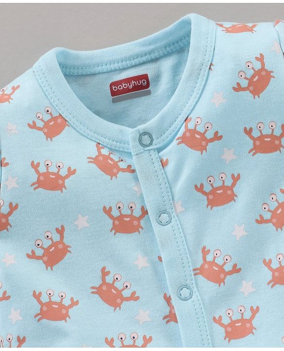 Babyhug 100% Cotton Half Sleeves Romper Marine Animals Print Pack of 3 - Multicolor