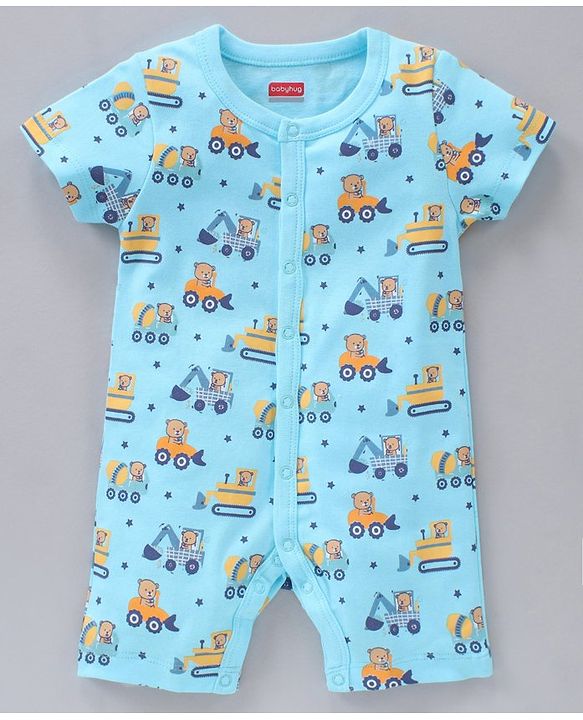 Babyhug 100% Cotton Half Sleeves Romper Multiprint Pack Of 3 - Multicolor