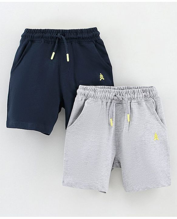 Pine Kids Knitted Bio Wash Shorts Pack of 2 - Grey Blue
