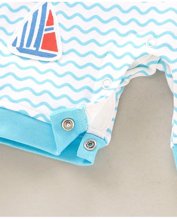 Babyhug Half Sleeves Romper Boat Print - Blue
