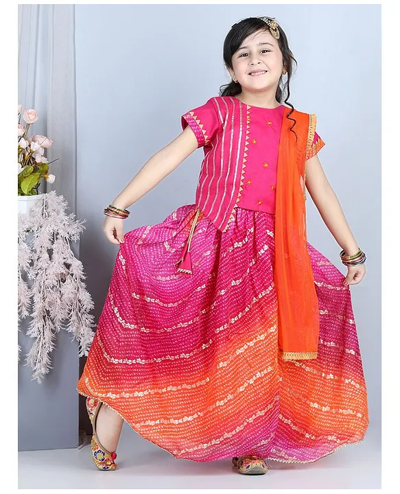 Buy Noyyal Girls Georgette Bandhani Lehenga Choli, 1-2 Years Online at Best  Prices in India - JioMart.
