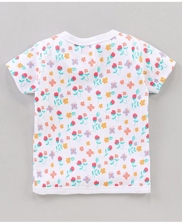 Babyhug Half Sleeves 100% Cotton Vests Dot Stripe And Floral Print Pack Of 5 - Pink Peach Purple