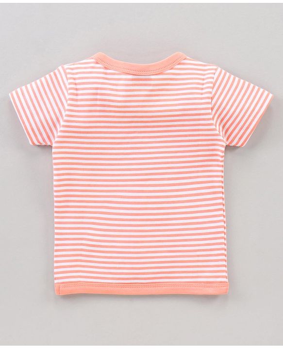 Babyhug Half Sleeves 100% Cotton Vests Dot Stripe And Floral Print Pack Of 5 - Pink Peach Purple