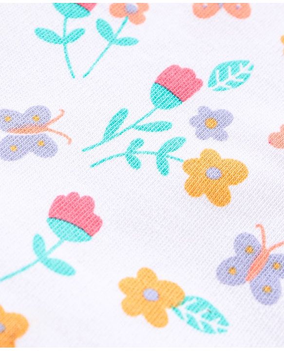 Babyhug Half Sleeves 100% Cotton Vests Dot Stripe And Floral Print Pack Of 5 - Pink Peach Purple