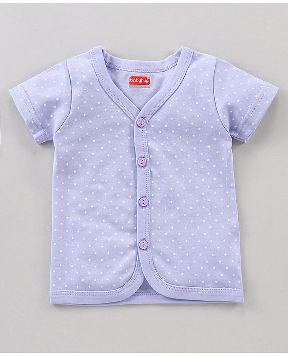 Babyhug Half Sleeves 100% Cotton Vests Dot Stripe And Floral Print Pack Of 5 - Pink Peach Purple