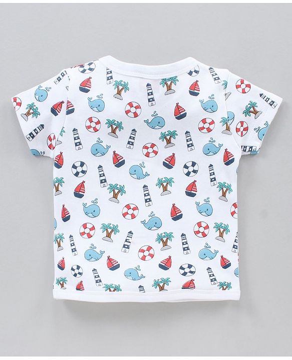 Babyhug Half Sleeves 100% Cotton Vests Set of 3 - Red Blue White