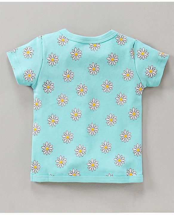 Babyhug Half Sleeves 100% Cotton Vest Floral And Stripe Print Pack Of 3 - Blue Yellow