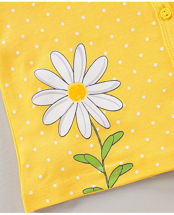 Babyhug Half Sleeves 100% Cotton Vest Floral And Stripe Print Pack Of 3 - Blue Yellow