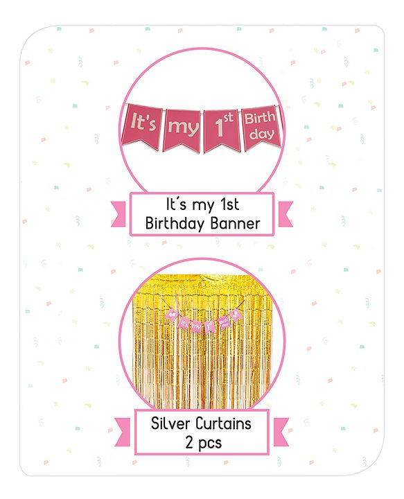 Babyhug 1st Birthday Decor Kit Pink - Pack of 48