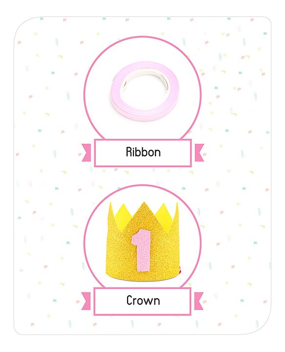 Babyhug 1st Birthday Decor Kit Pink - Pack of 48