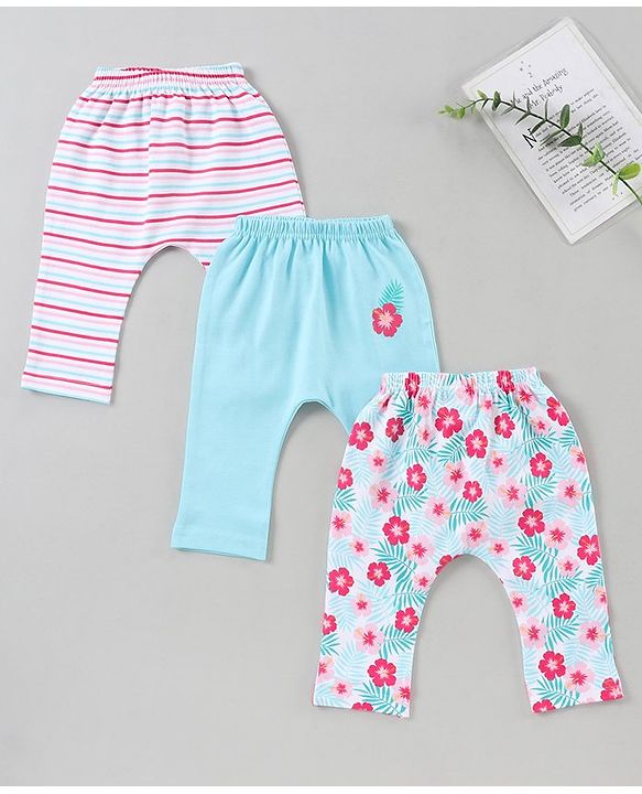 Babyhug Full Length Diaper Leggings Pack of 3 - Multicolor