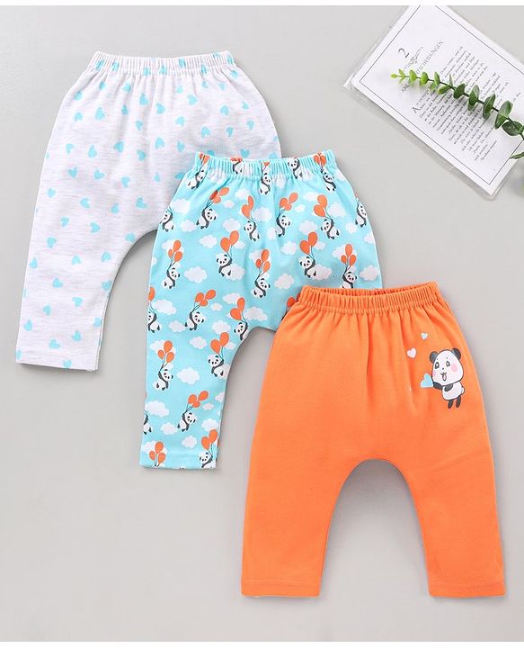 Babyhug Full Length Diaper Leggings Heart & Panda Print Pack Of 3 - Multicolor