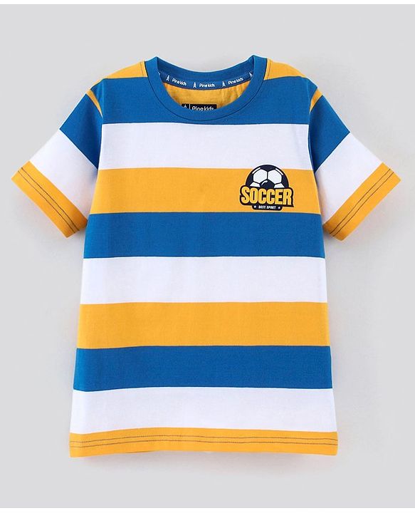 Pine Kids Half Sleeves T-Shirt & Shorts Set Striped - Yellow Blue