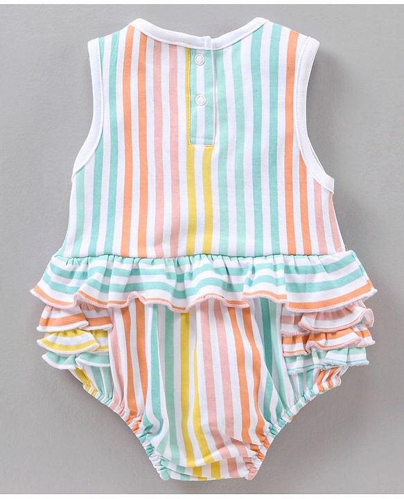 Babyhug 100% Cotton Striped Onesies - Multicolor