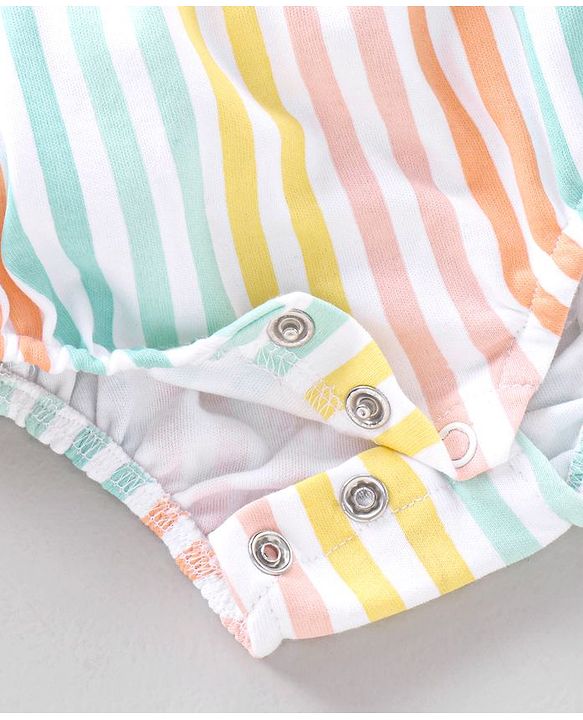 Babyhug 100% Cotton Striped Onesies - Multicolor