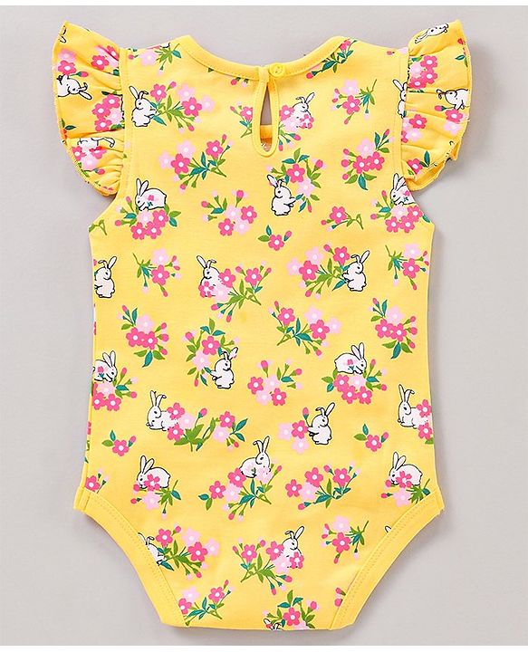 Babyhug 100% Cotton Flutter Sleeves Onesies Multi Print Pack of 3 - Multicolour