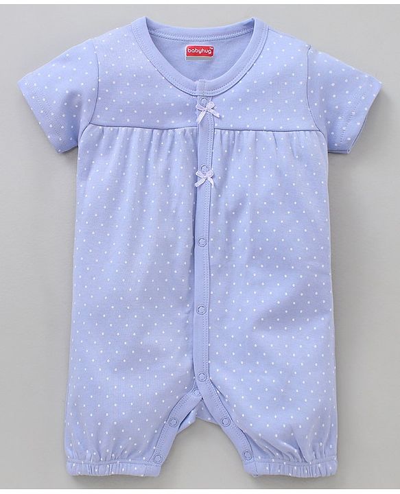 Babyhug 100% Cotton Printed Romper Pack of 2 - Blue White