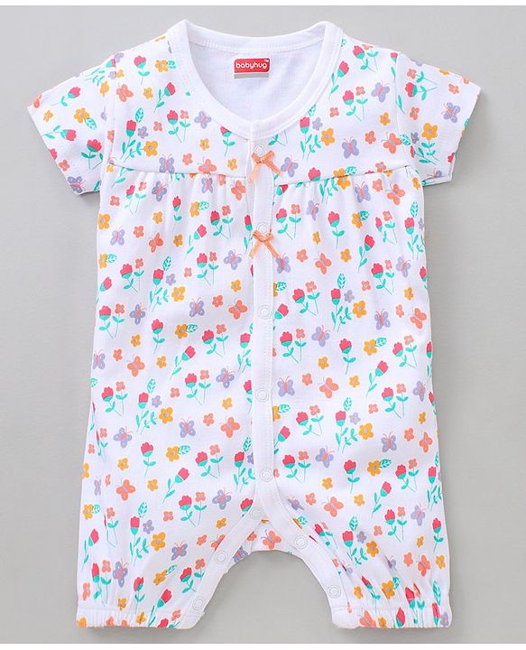 Babyhug 100% Cotton Printed Romper Pack of 2 - Blue White