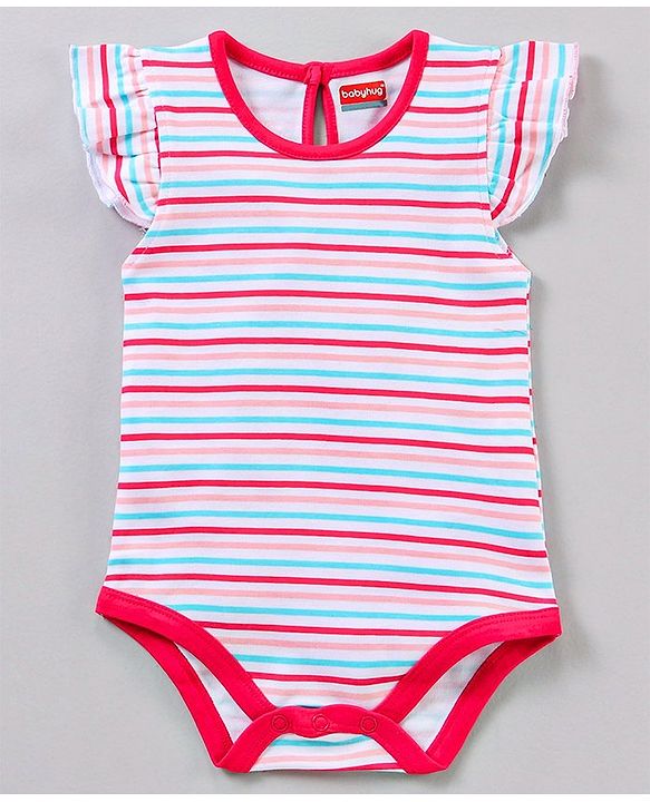 Babyhug 100% Cotton Flutter Sleeves Onesies Multi Print Pack of 3 - Multicolour