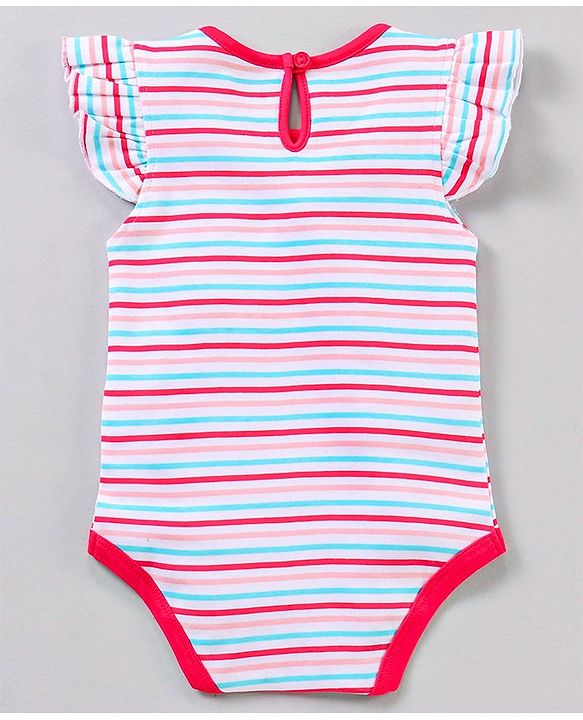 Babyhug 100% Cotton Flutter Sleeves Onesies Multi Print Pack of 3 - Multicolour