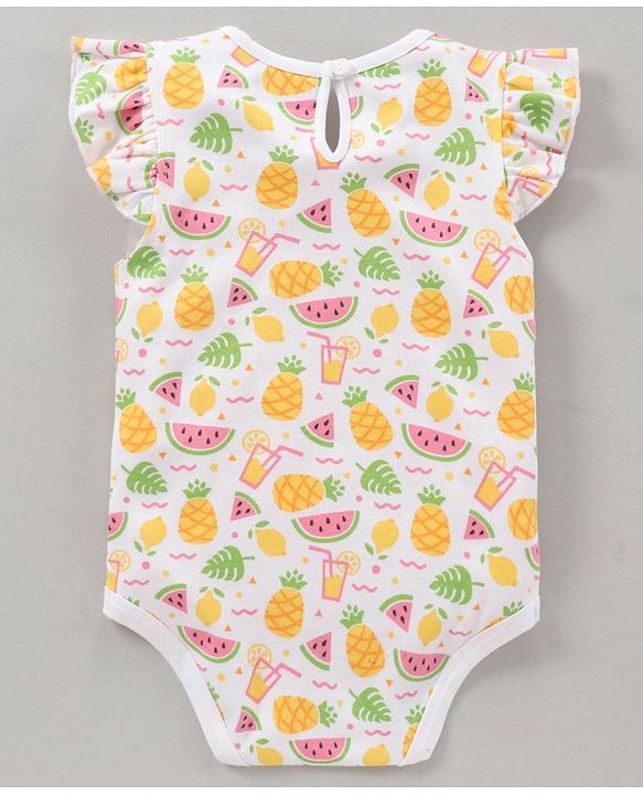 Babyhug 100% Cotton Short Sleeves Onesie Melon Print Pack of 3 - Pink Yellow