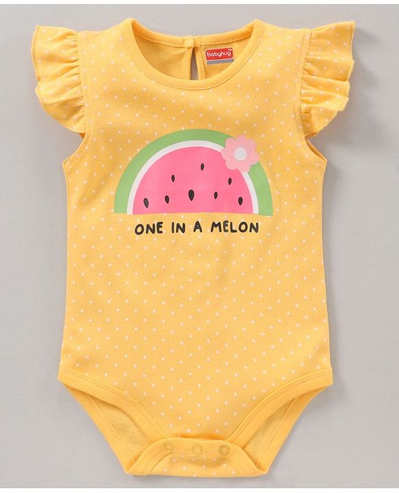 Babyhug 100% Cotton Short Sleeves Onesie Melon Print Pack of 3 - Pink Yellow