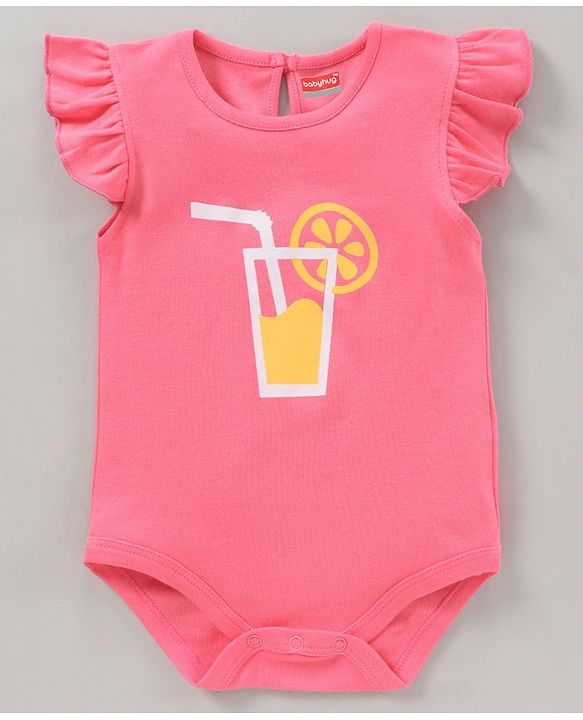 Babyhug 100% Cotton Short Sleeves Onesie Melon Print Pack of 3 - Pink Yellow