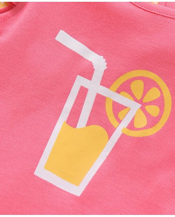 Babyhug 100% Cotton Short Sleeves Onesie Melon Print Pack of 3 - Pink Yellow