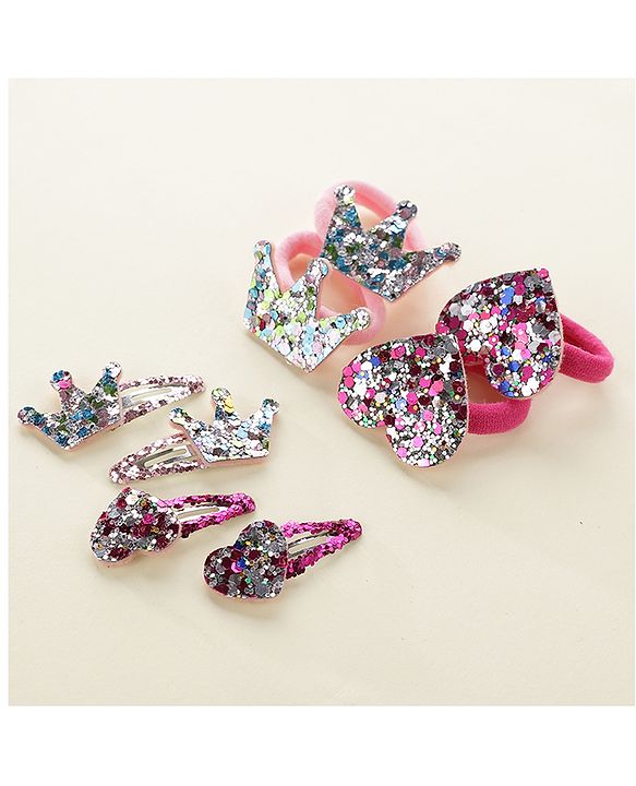 Babyhug Snap Clips And Rubber Band Pack of 8 - Multicolor