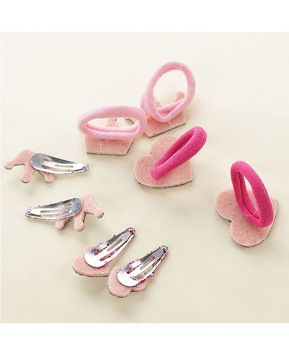 Babyhug Snap Clips And Rubber Band Pack of 8 - Multicolor