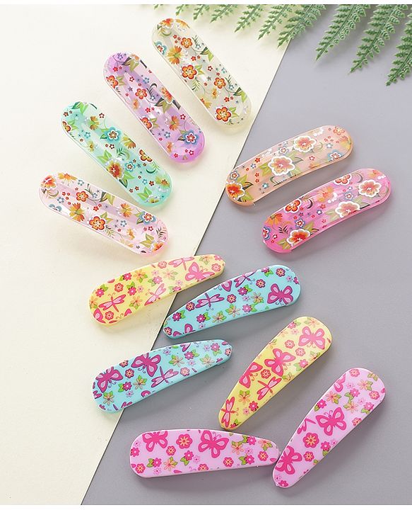 Pine Kids Floral Design Snap Clips Pack Of 12 - Multicolor