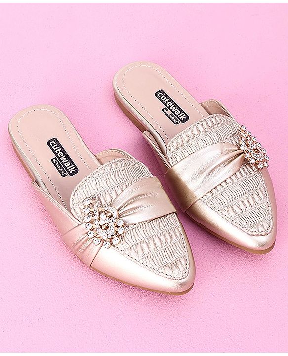 Cute Walk by Babyhug Stone Studded Sandals - Golden