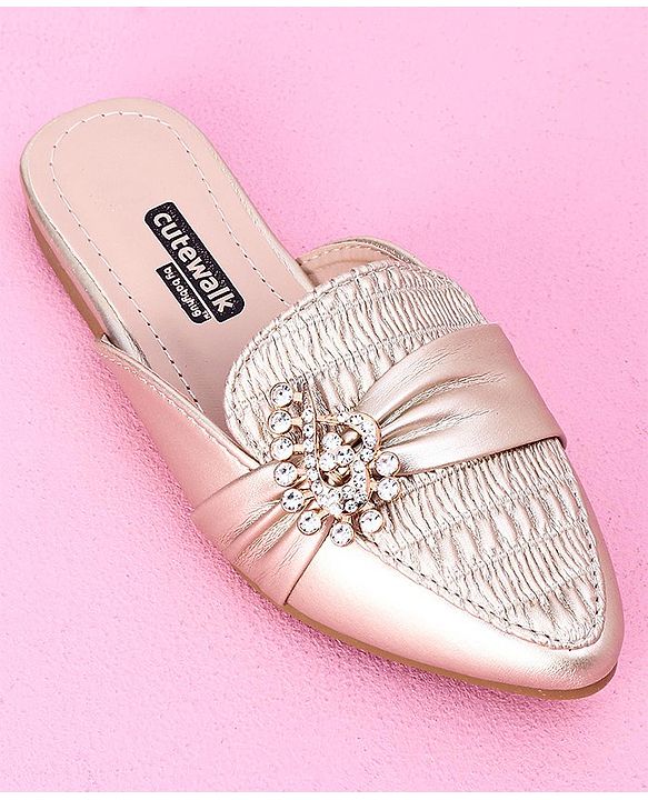Cute Walk by Babyhug Stone Studded Sandals - Golden