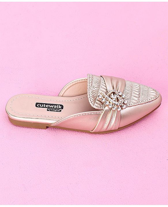 Cute Walk by Babyhug Stone Studded Sandals - Golden