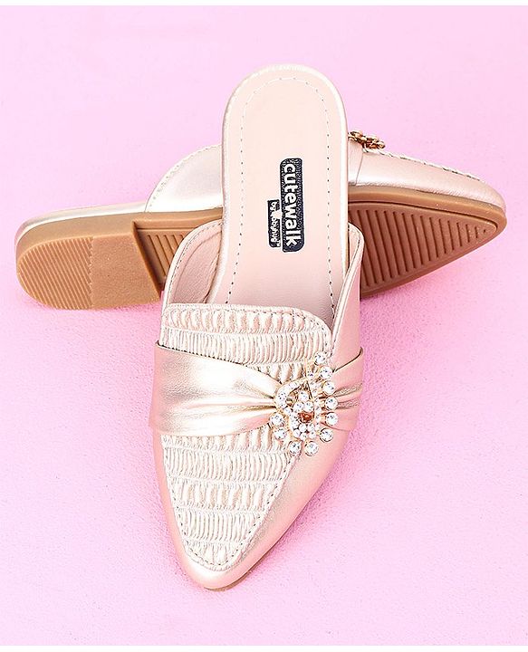 Cute Walk by Babyhug Stone Studded Sandals - Golden