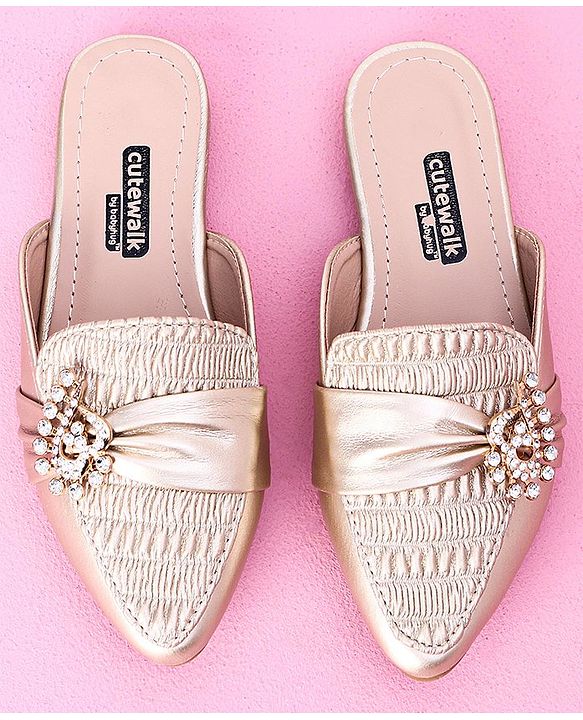 Cute Walk by Babyhug Stone Studded Sandals - Golden