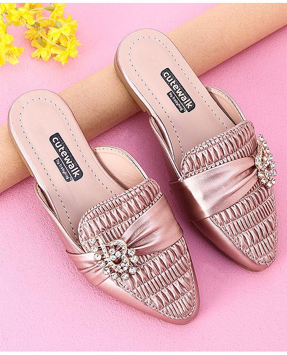 Cute Walk by Babyhug Stone Studded Sandals - Golden
