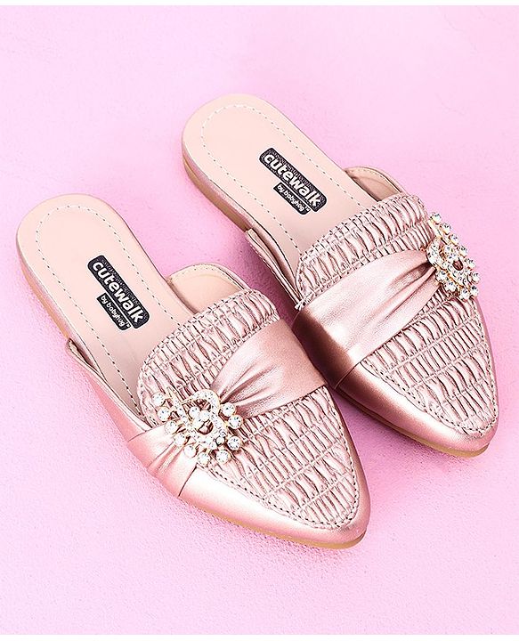 Cute Walk by Babyhug Stone Studded Sandals - Golden